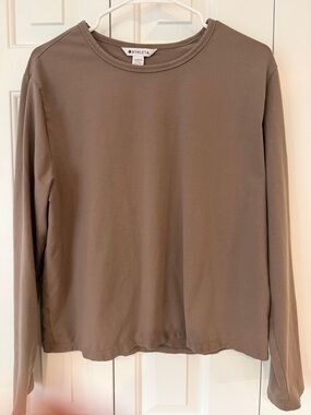 Athleta Women's Long Sleeve Crew Tee in Taupe Brown
